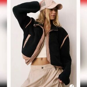 Free People FP Movement Black Courtside Fleece Jacket Women’s Small NWOT